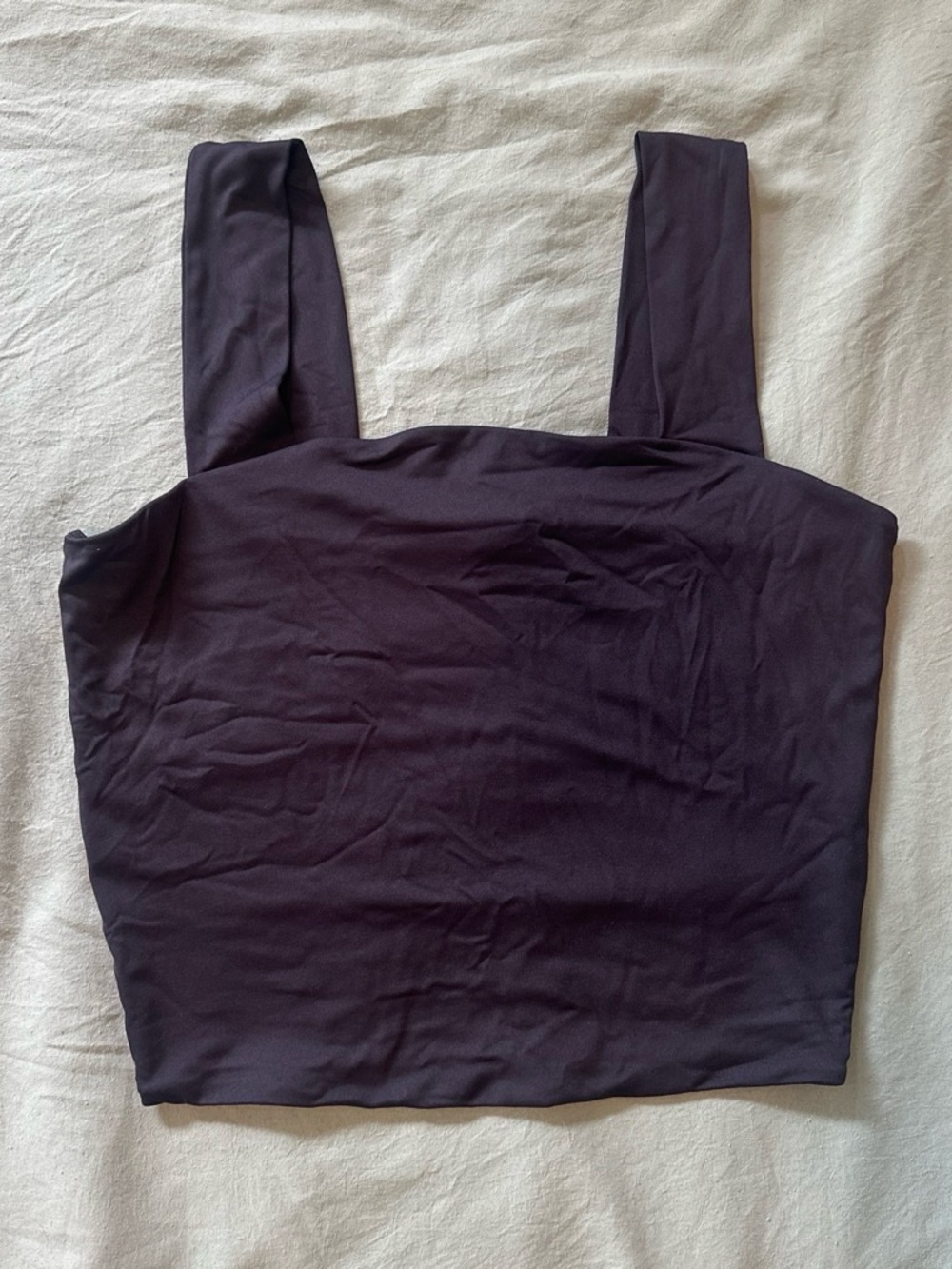 Square Neck Black Cropped Tank Top - Women